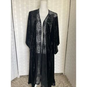 NWT Band Of Gypsies Boho Kimono Cover Up Duster Sheer Lace Black Velvet Goth Boh